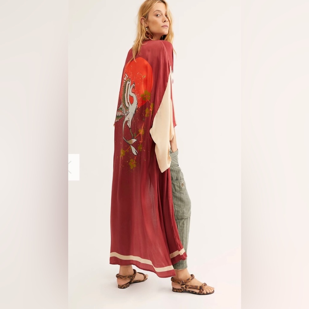 Free People Rising Sun Maxi Kimono
